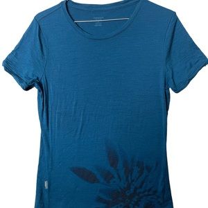 Icebreaker Merino Baselayer tshirt M dark teal short sleeve wool blend warm